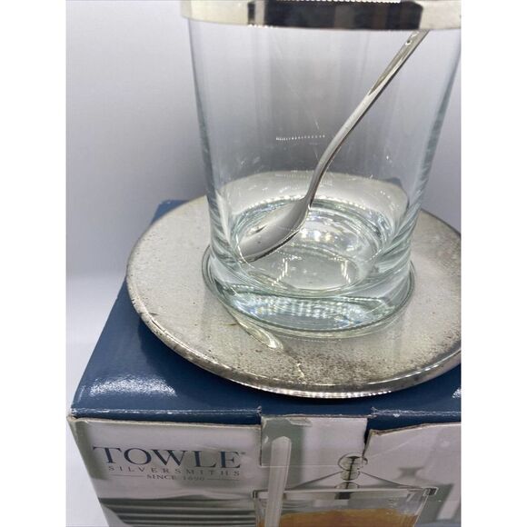 TOWLE SILVERSMITHS SILVERPLATED 4 PIECE JAM JAR~LID~SAUCER~SPOON SET - Picture 4 of 7